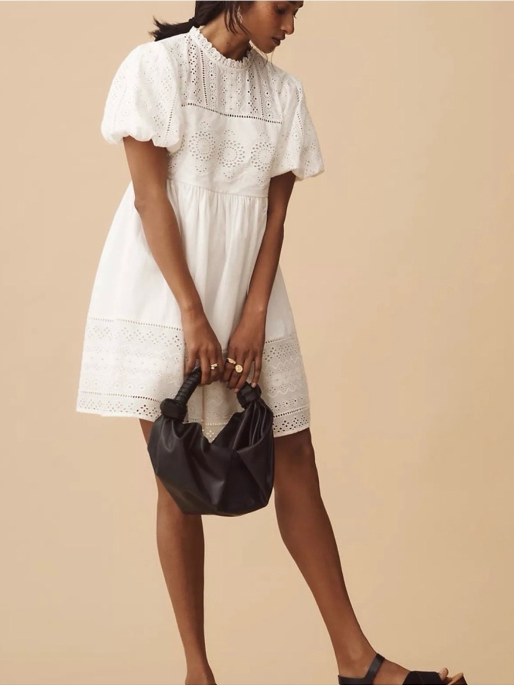 Anthropologie Forever That Girl Puff Sleeve Lace Babydoll Mini Dress M - Picture 2 of 9